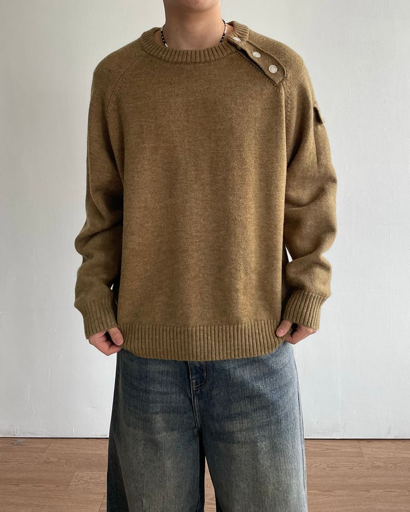 IDF（アイディーエフ）の「Bis Diagonal Button Knit（Tops）」