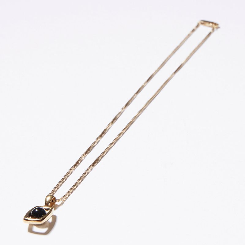 Rectangle UFO Onyx Necklace (Gold)