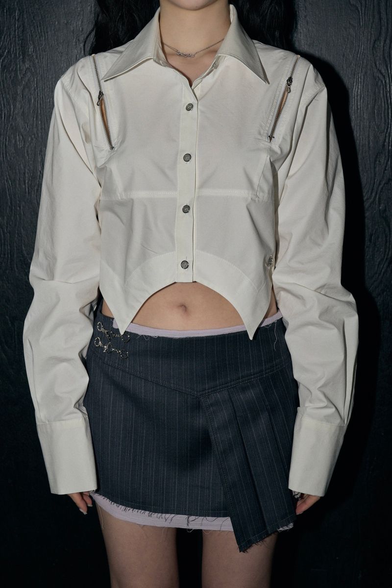zipper crop sh - ivory