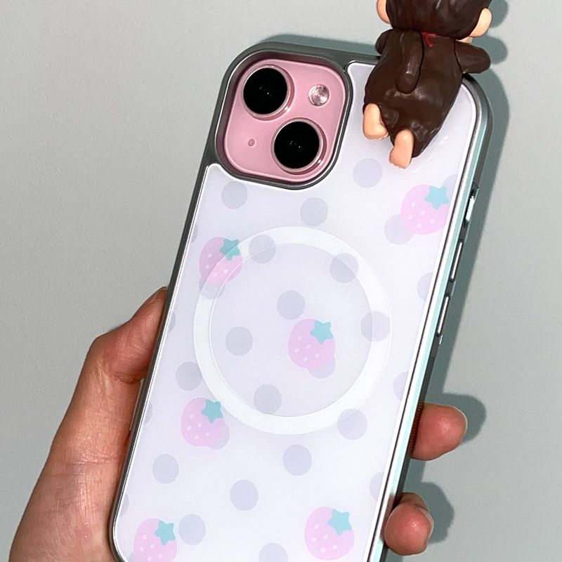 [MADE] STRAWBERRY DOT PHONE CASE (glass silver bumper)