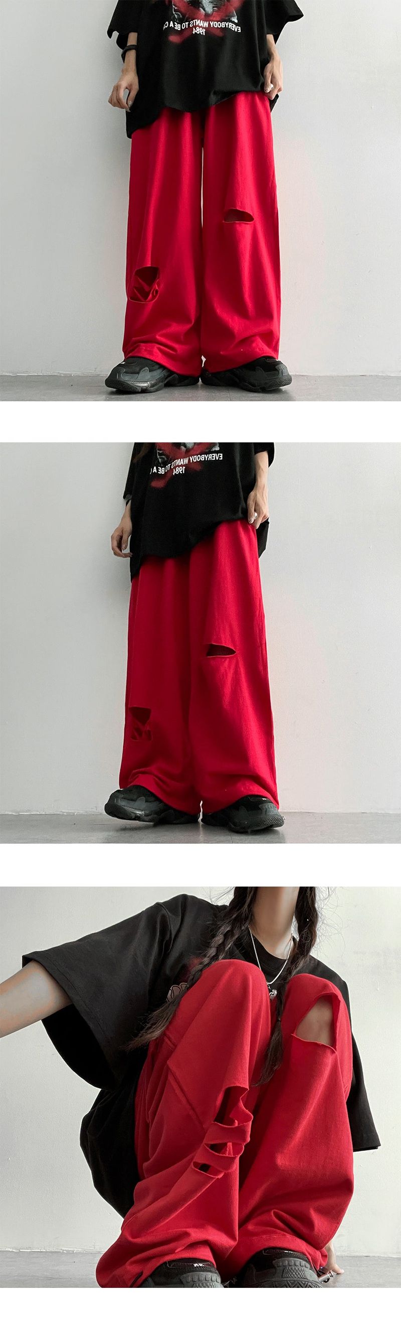 Orang Cutting Damage Wide Training Pants