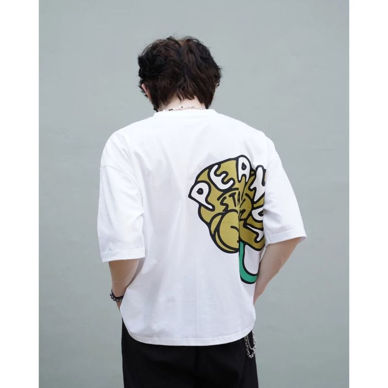 PEANUT STAIN - Flower White Boxy Tshirt