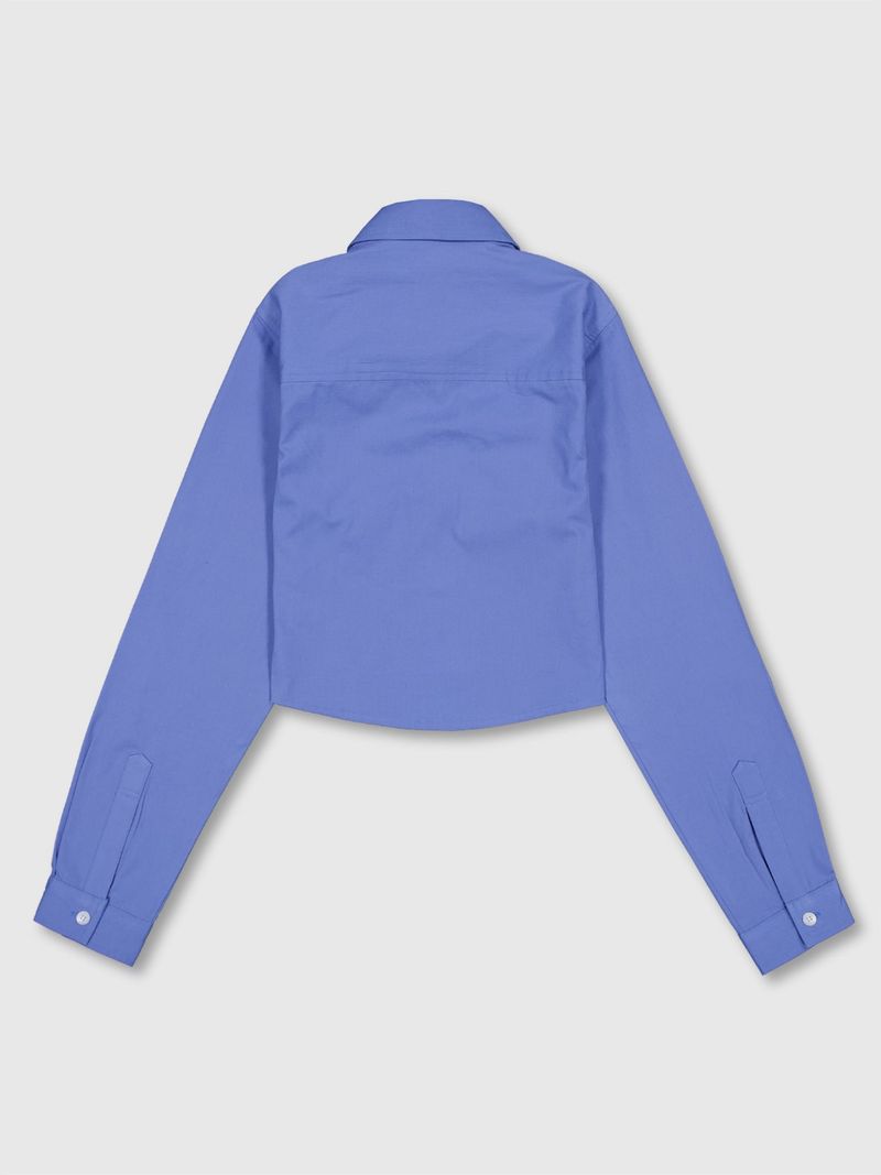 Crop Double Collar Shirts (Sky Blue)