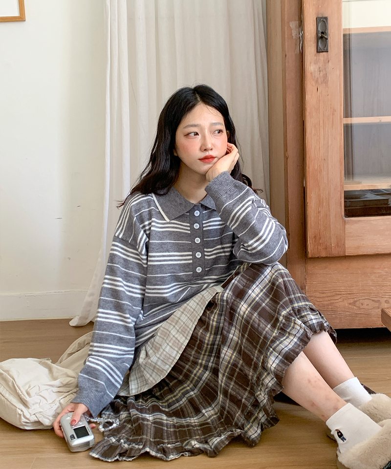 Sorbet Long Checkered Skirt