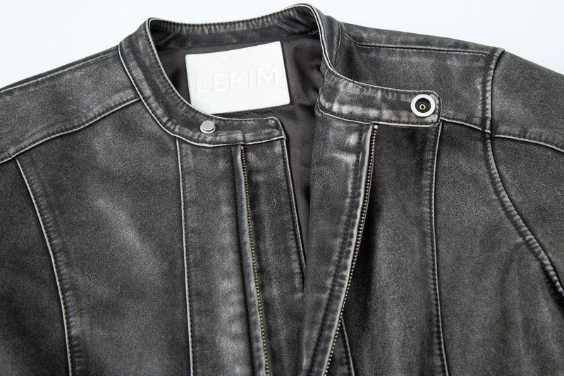  BIKER WASHING LEATHER JAKET L1 (GREY)