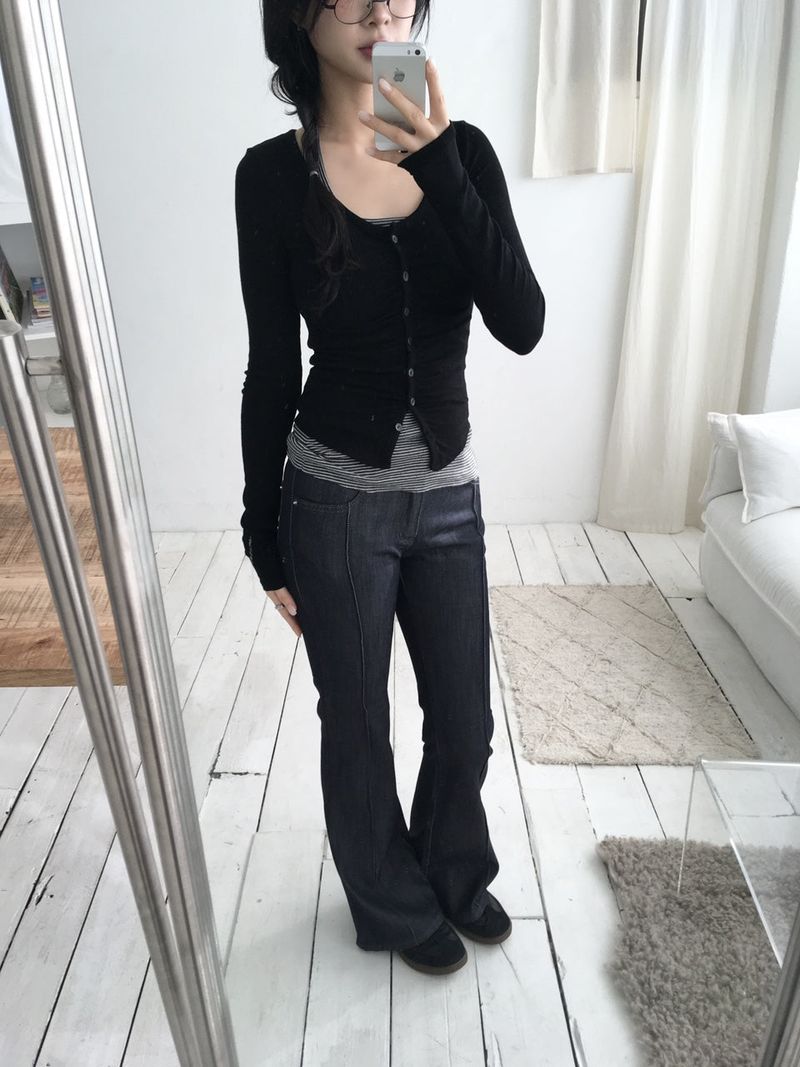 Shirring Slim Cardigan