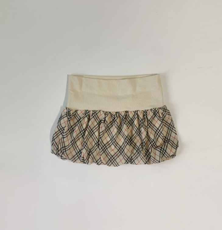 Chechena Beige Check Skirt