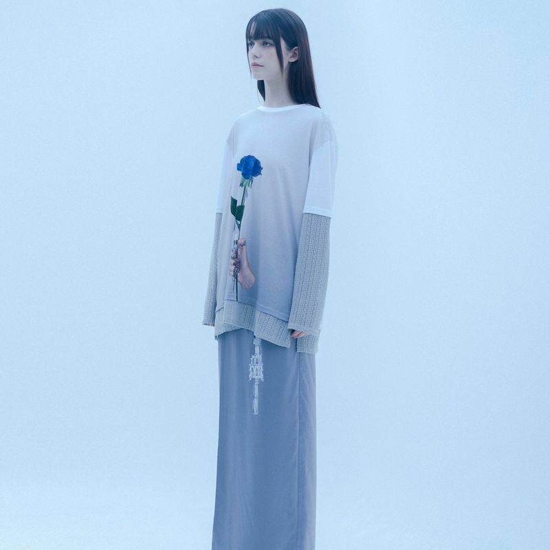 0 6 blue rose layered t-shirt