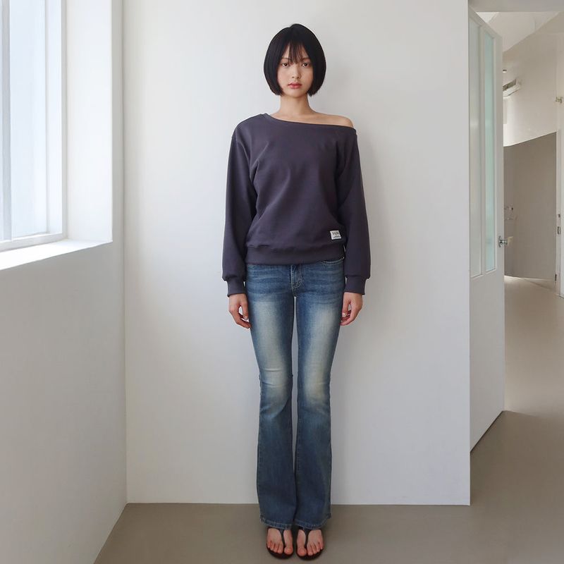 ChaCha One Shoulder Sweatshirts Charcoal