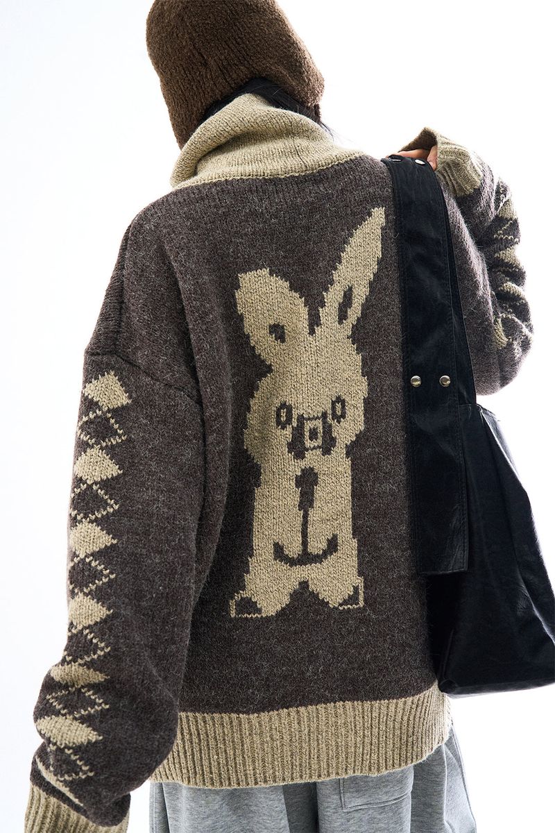 Rabbit knit zip-up sweater