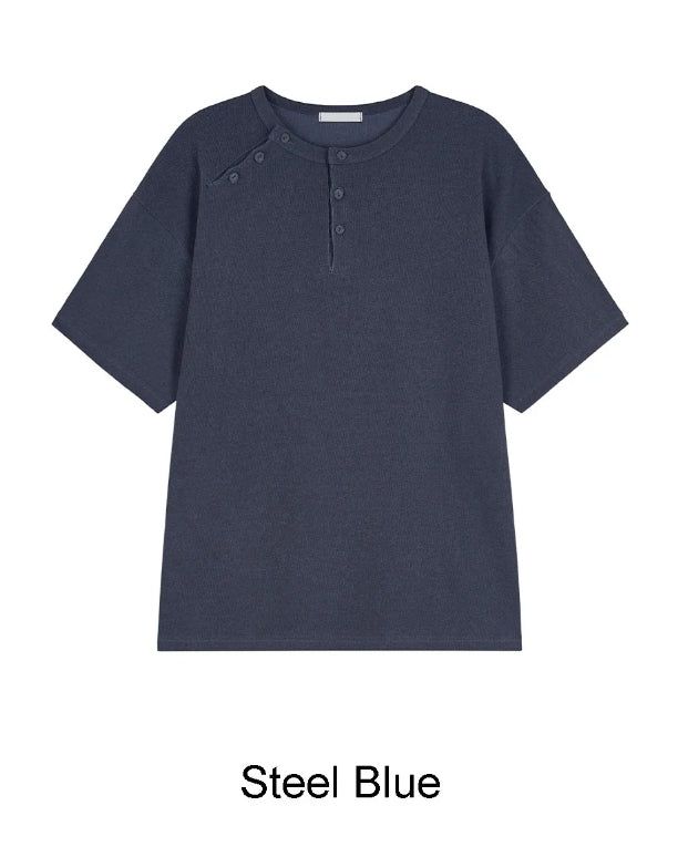 Felder Double Henley Neck Short Sleeve Tee