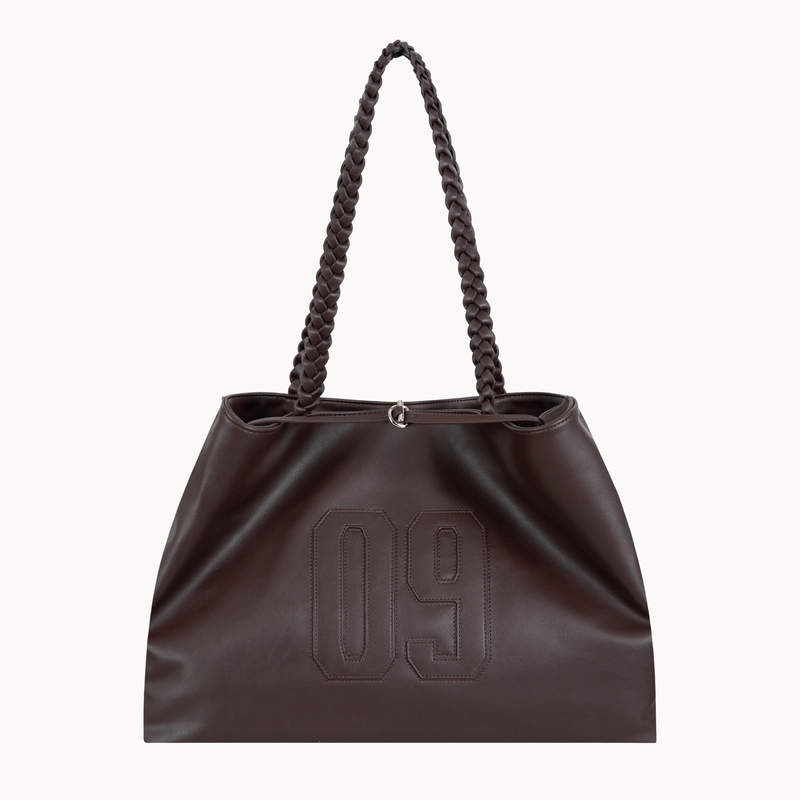 09 Numbering Leather Bag, Dark Brown
