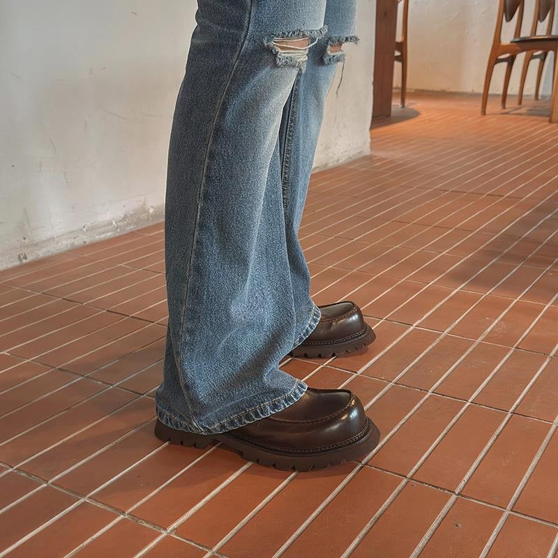 ASCLO Knee Des Bootcut Denim Pants