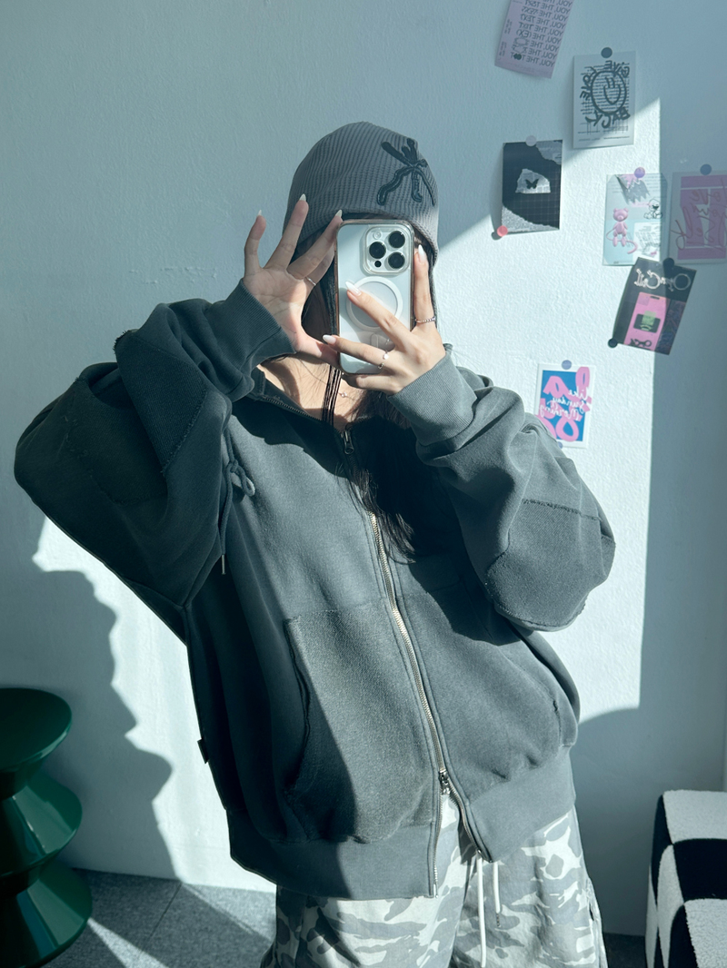 CCORTTI(コルッティ)の「PIGMENT PATCH POINT 2-WAY HOOD ZIP-UP💛🩵🩶 - 3 COLORS(Jackets/Outerwear)」