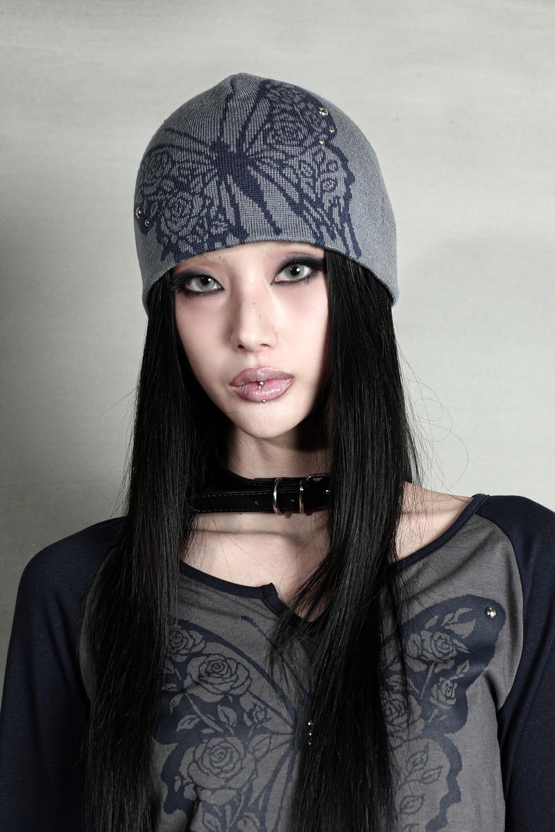 ROSE BUTTERFLY BEANIE #SKYBLUE
