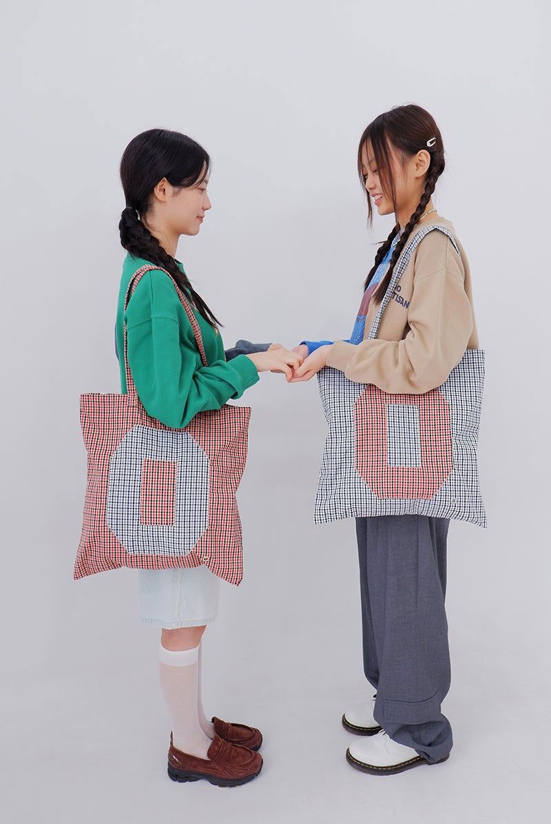 0 Applique Check Eco Bag / Red