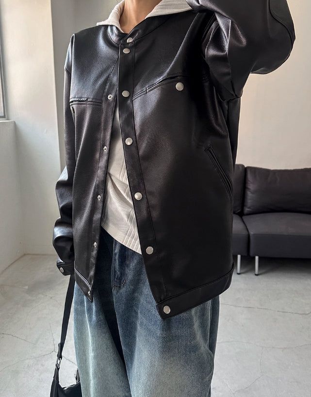 Margo Snap Pocket Balloon Leather Jacket