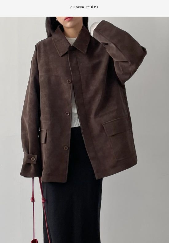 Nubuck String Overfit Leather Jacket