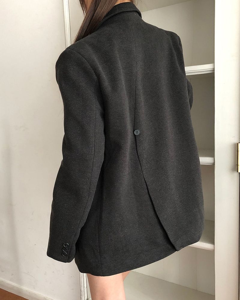 Yubil Button Collar Pocket Blazer Jacket