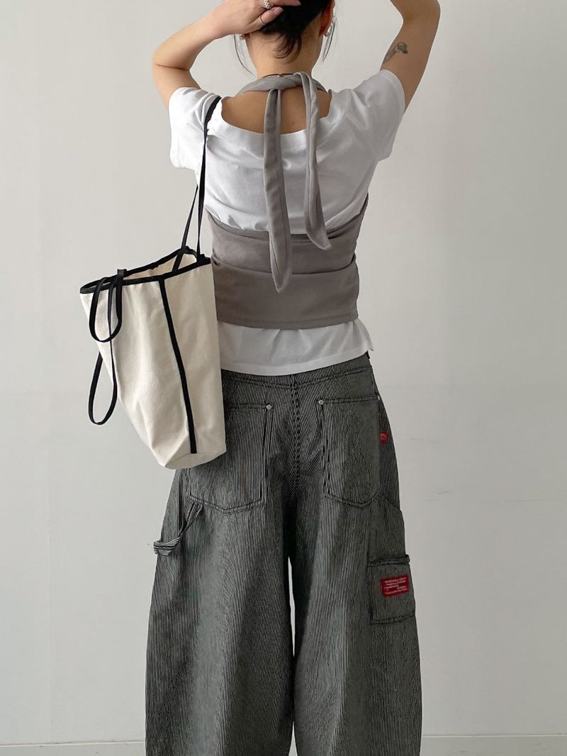 Bio Shirred Halter Neck Knit Vest