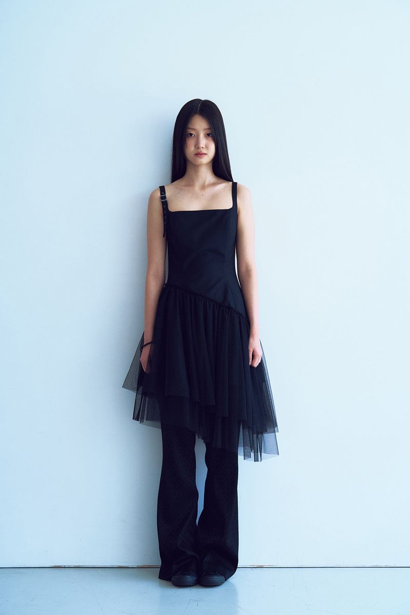 antique jacquard bootscut pants_black