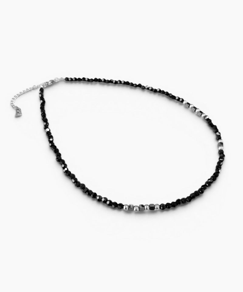 Men’s black beaded necklace_CLEF TONIC STONE NEC