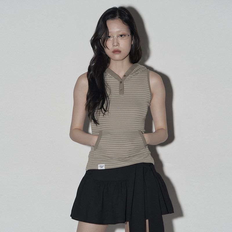 MIDNIGHT MOVE（ミッドナイトムーブ）の「hd stripe top (khaki)（Tops）」