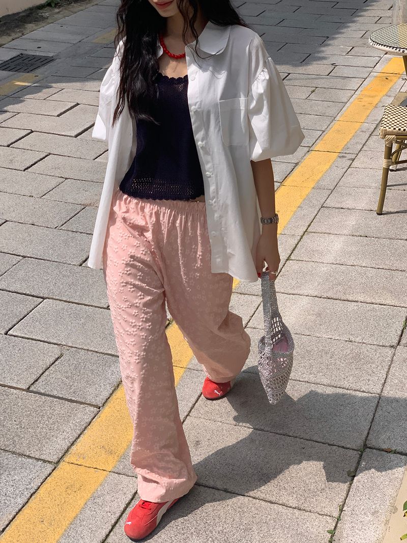 [MADE] PESTO FLOWER WIDE PANTS