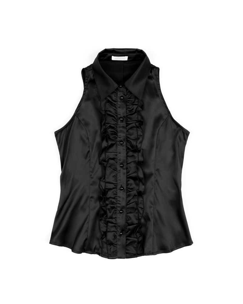 Ether Sanctuary（エーテル サンクチュアリー）の「Silk Ruffled Blouse (Black)（Tops）」