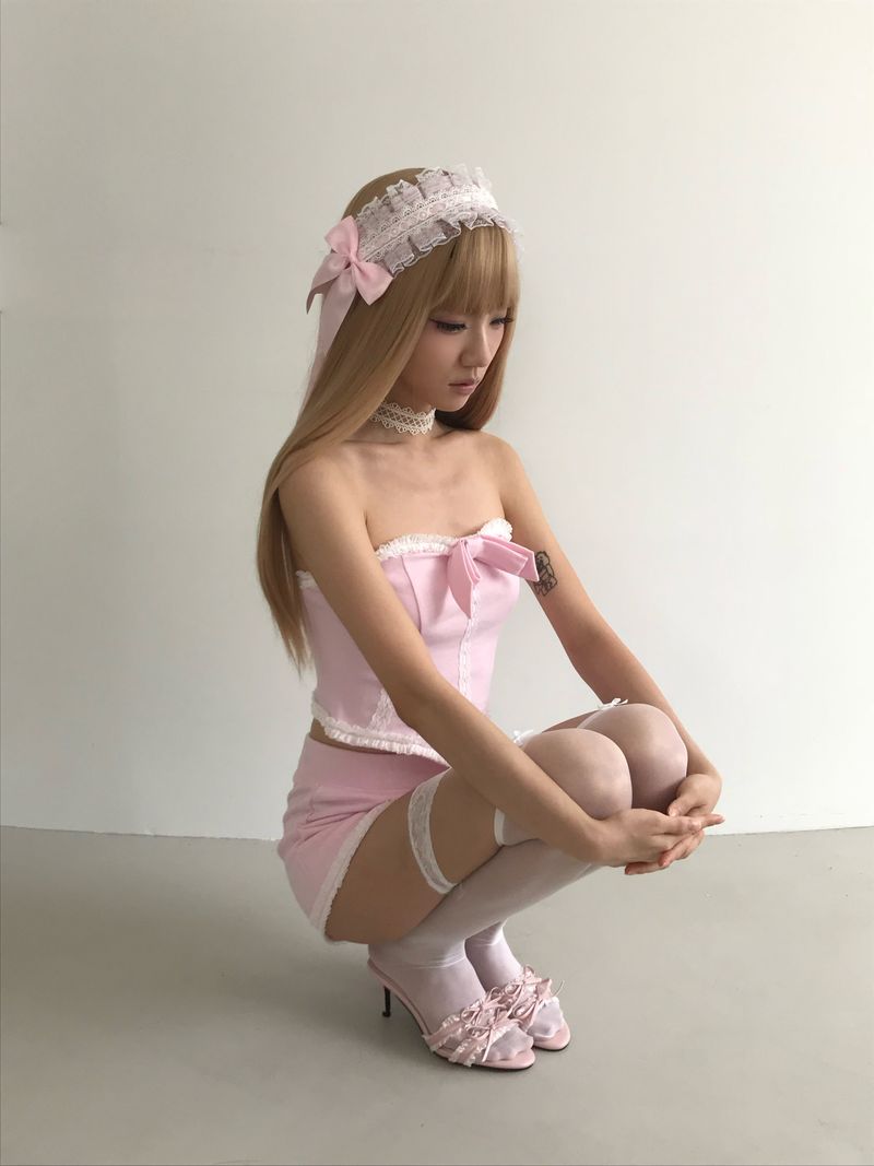  Lace Corset Top (Pink)