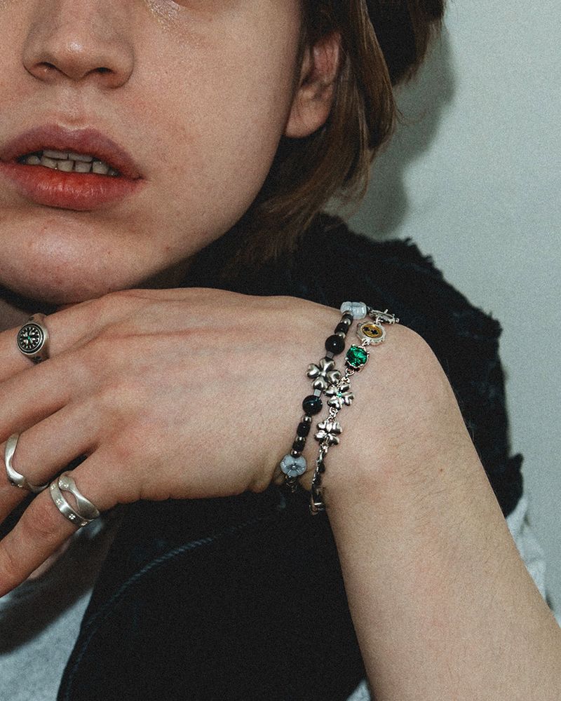 Clover smile cubic bracelet (925 silver)