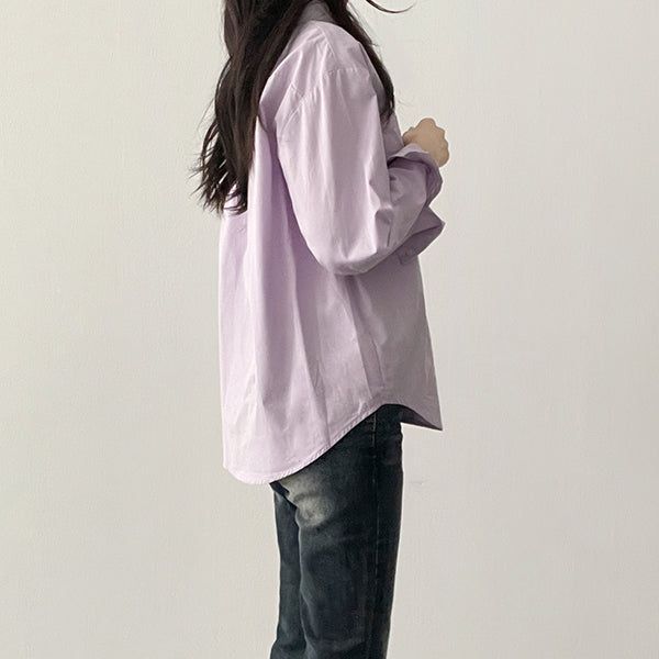 Pastel mood loose fit basic pocket shirt