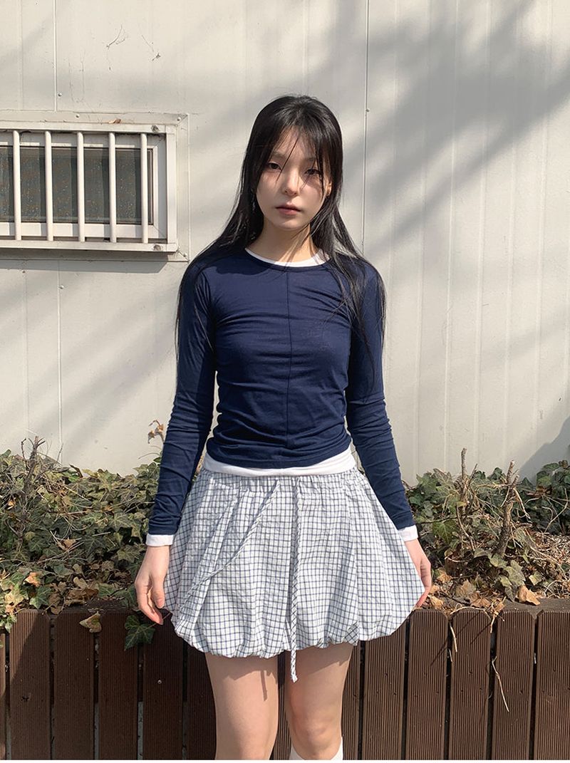 CHECK BALLOON SKIRT (2C)
