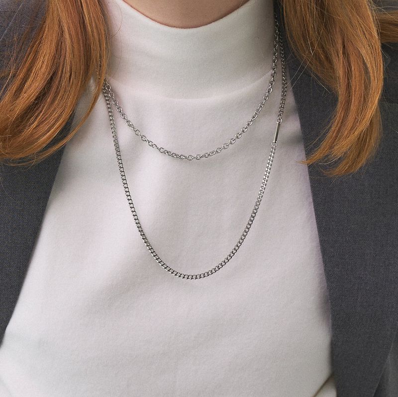 a men's layered necklace_CLEF CLEAN TONE NEC