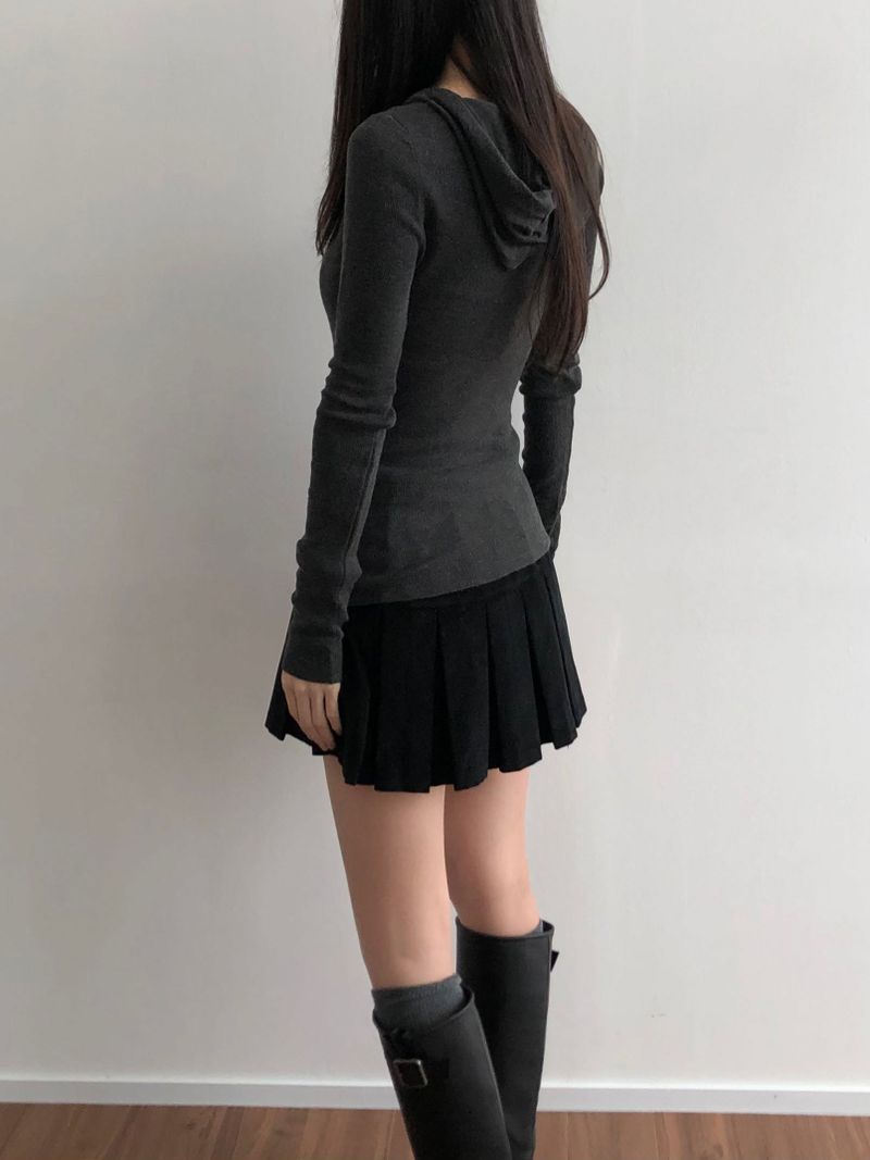 button hooded knit (2 colors)