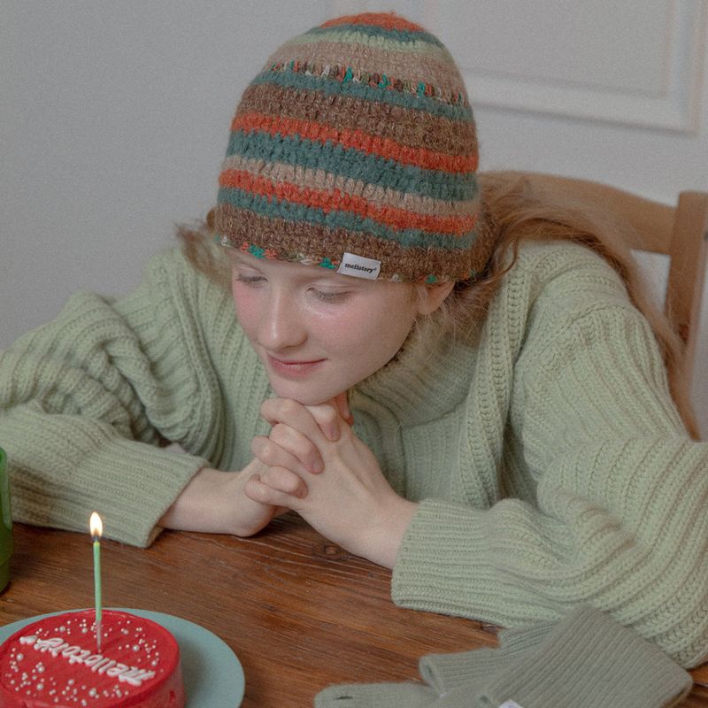 BOHEMIAN KNIT HAT (MIX ORANGE)