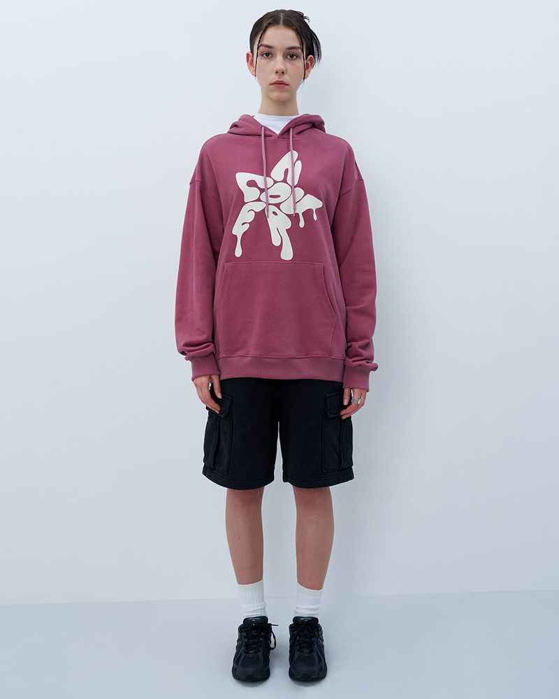 MELTING STAR LOGO PIGMENT HOODIE-PURPLE