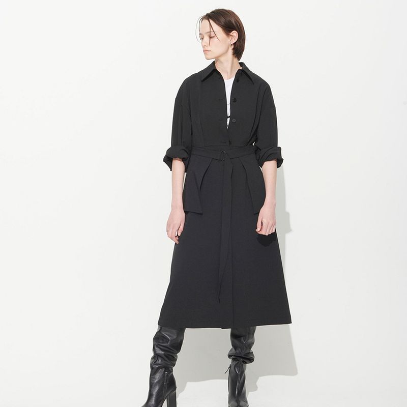  POCKET BELTED DRESS, BLACK