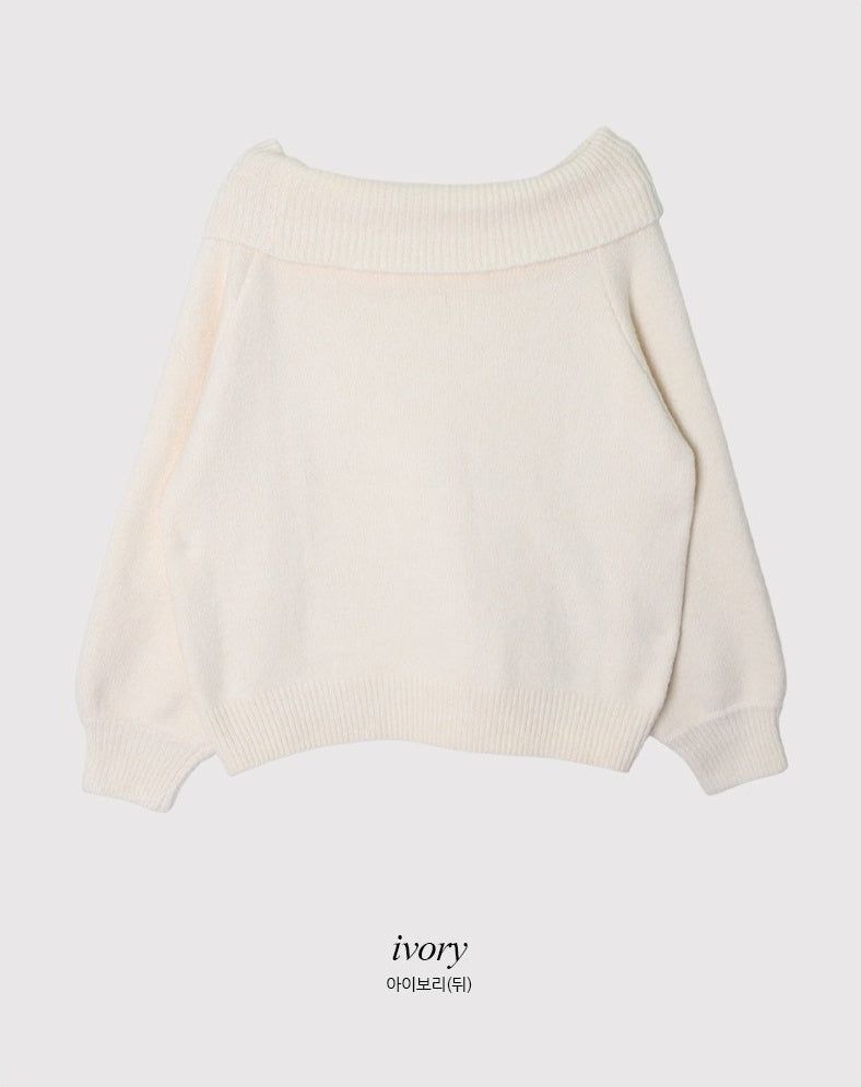 Present Ribbon Twist Loose Off Shoulder Knit (4color)