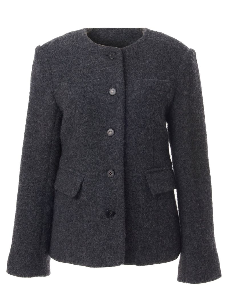 HAIRY WOOL MUFFLER COAT_CHARCOAL
