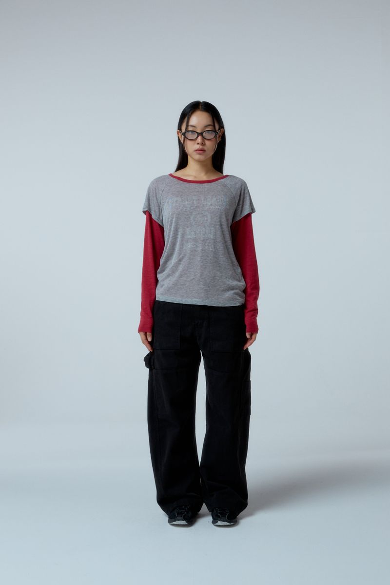 Street league blur artwork double layer long sleeve (Red)