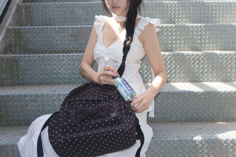 Polka dot ribbon backpack