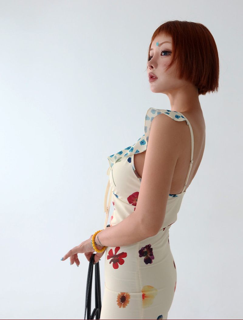 May Flower Slim Maxi Long Dress