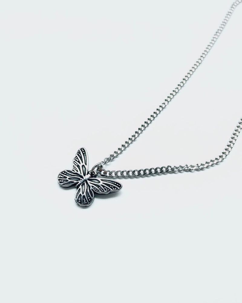 Black vintage butterfly necklace