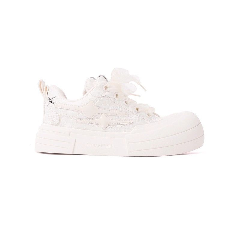 KILLWINNER White Silk Thick-soled Chunky Shoes