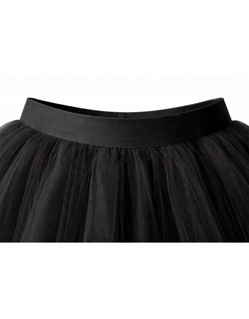 Sera Balletcore Tulle Volume Midi Skirt Black