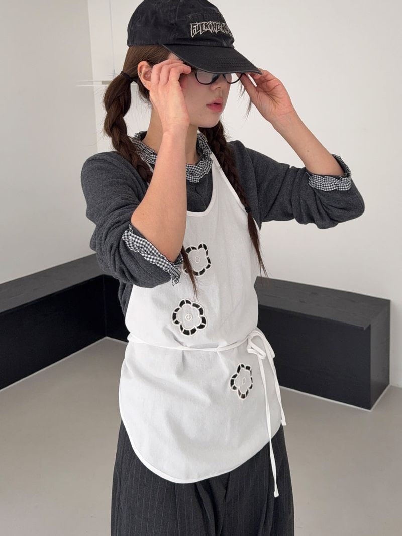 check frill cardigan 