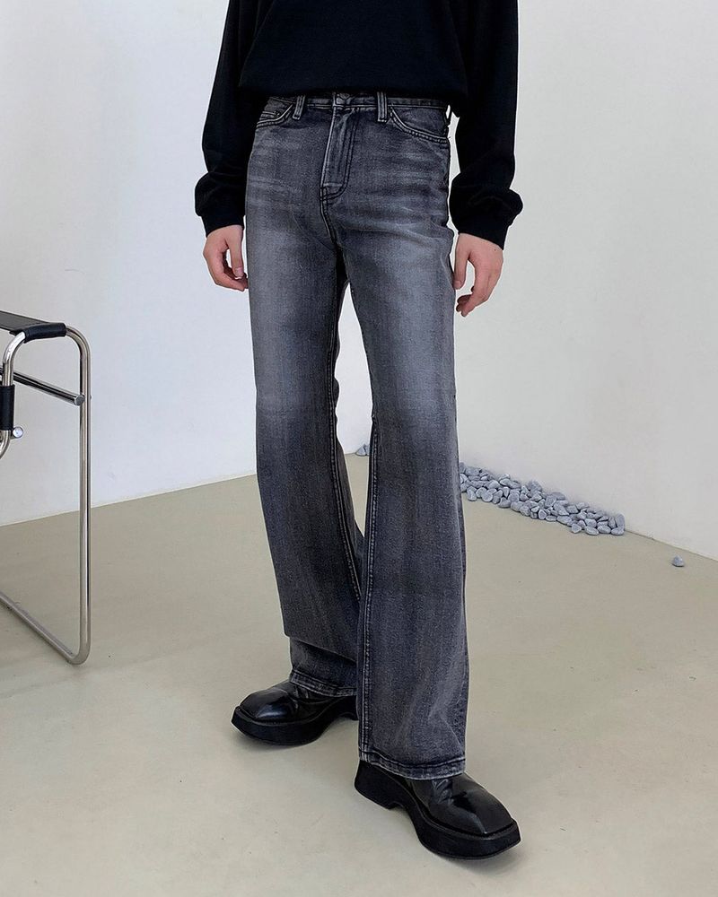 MG608 All Brush Back Slit Bootcut Denim