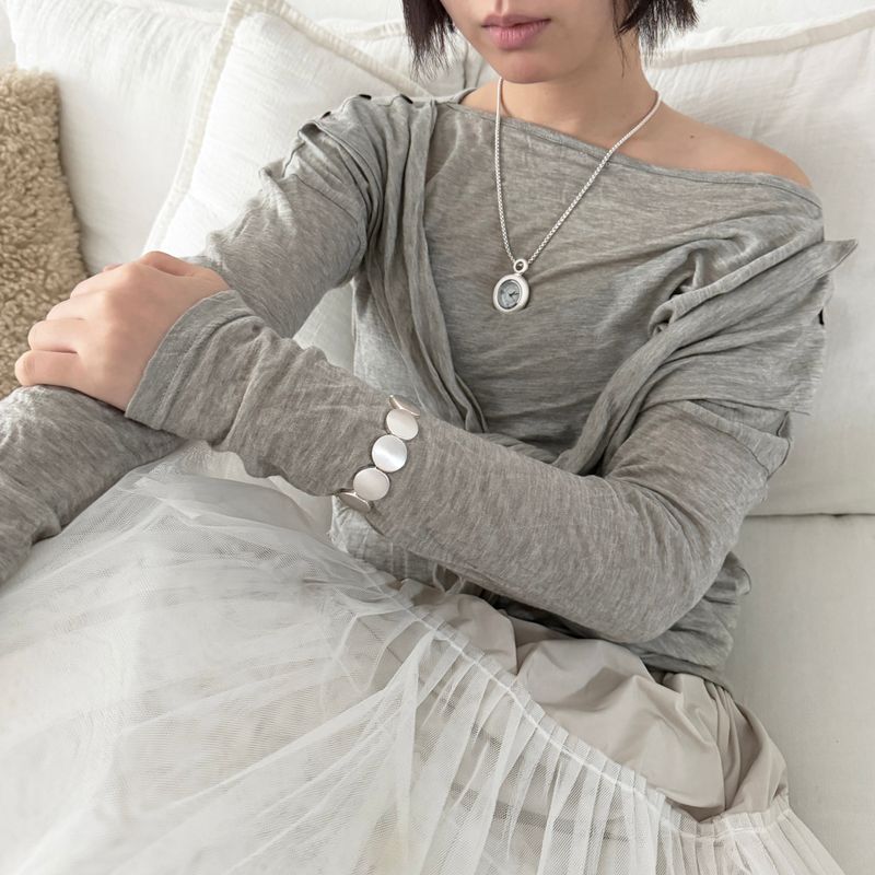 Muted White Time Necklace