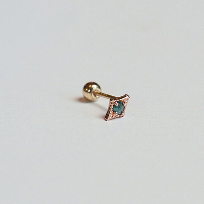 [シングルピアス] 14K ゴールドグリーンピアス